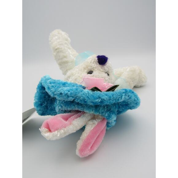NEW w/ Tags Chenille Bunny Plush Peachtree Playthings Easter White Blue Hat - Picture 4 of 12